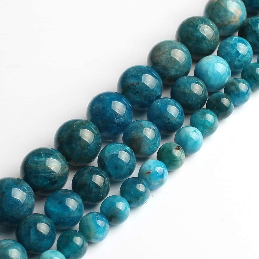 Yochus 60pcs Blue Apatite Stone Beads，6mm Healing Power Natural Stone Round Loose Beads for Jewelry Making Earring Necklace DIY Crafts