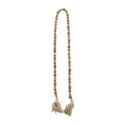 Deco 79 Mango Wood Handmade Hexagon Carved Geometric Long Garland with Tassel, 80" x 1" x 1", Brown