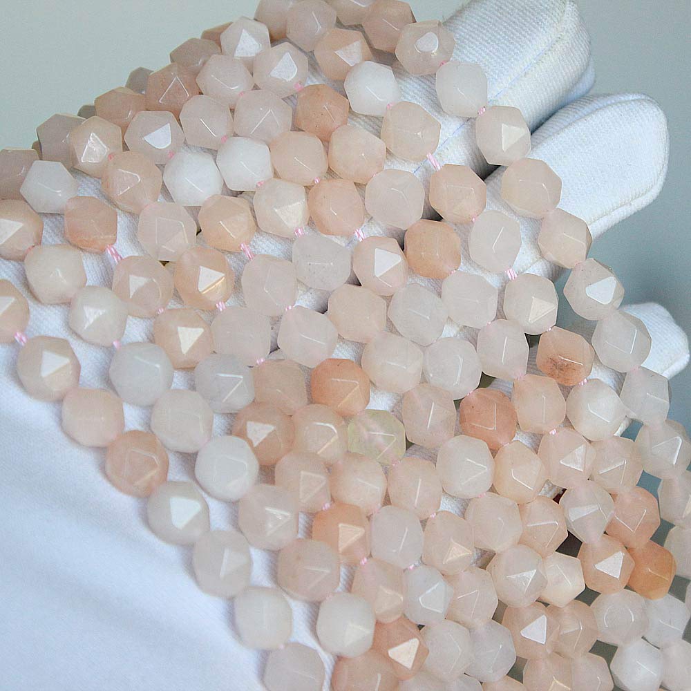 MJDCB Best Sellers Natural Stone Beads Faceted Polygon Pink Aventurine Crystal Energy Stone Healing Power for Jewelry Making(8mm)