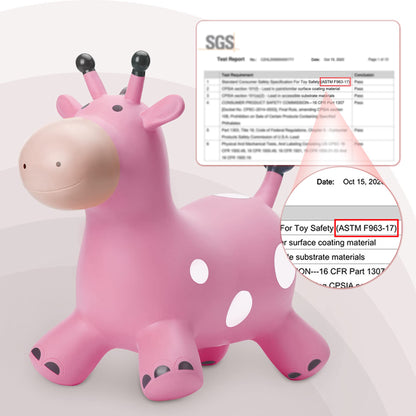 EVERICH TOY Giraffe Bouncy Horse Hopper for Toddlers 1-3, Bouncy Animals Jumping Horse, Inflatable Ride on Bouncer, for Boys Girls 18 M+ 2 3 4 5 6 Years Old W/Free Pump