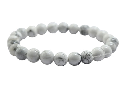 Amazing Gemstone Crystal Bracelet for Women Men's Gifts - Protection Healing Crystal Bracelet - 8mm Gemstone Beaded Stretchable Bracelet Pulseras Para Hombres Mujer Stocking Stuffers Mothers Day Gift (Howlite)