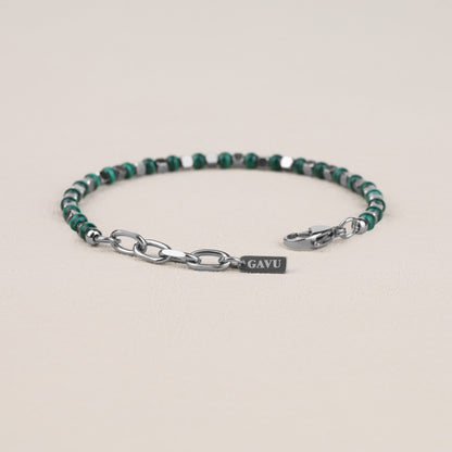 GAVU 4mm Men’s Malachite Bracelet, Italian Crystal Bracelet for Men