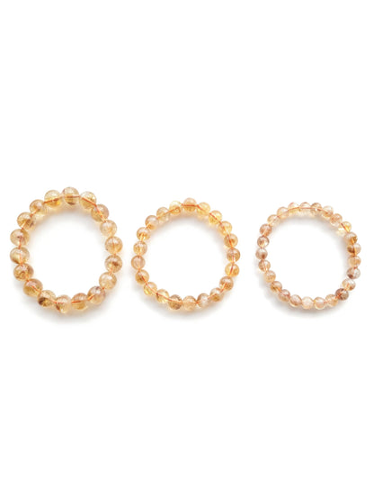 Silan's Yellow Phantom Quartz Bracelet for Women, Natural Crystal Stretch Elastic Adjustable Bracelet with Lucky Card, Gift for Her (11-12mm)