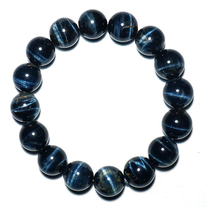 TaHLga Blue Tigers Eye Mens Bracelet 12MM | Fits for About 8" XLarge Wrist | Natural Solar Plexus Chakra Gemstones | Bring Luck Wealth Courage | Protection from Evil | Gift