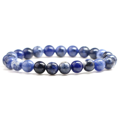 Clearain Natural Gemstones Bracelet 8mm Chakra Round Beads Energy Power Crystal Reiki Healing Elastic Stretch 7 Inch for Women Men Unisex(Sodalite)