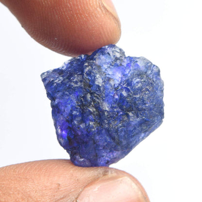 GEMHUB Rough Blue Sapphire Gemstone 14.00 Carat Natural Raw Rough Certified Blue Sapphire Stone