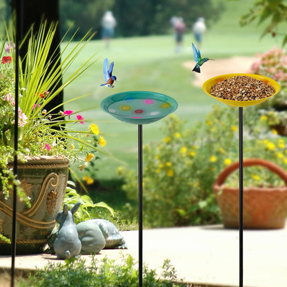 VEWOGARDEN 4 Pack Bird Bath for Outside Small Metal Bird Bath with Stake Outdoor Birdbath Set for Garden, Patio, Lawn Decor