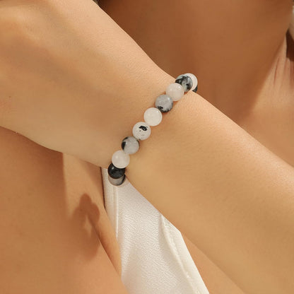 Crystal Vibe Manifestation Bracelet - Handmade Natural Black Rutile Tourmaline Quartz Stone 8mm Beaded Bracelet - Yoga Bracelet Gift for Him Her - Elastic Adjustable Size
