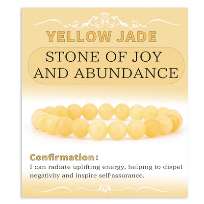 Bymitel 8mm Yellow Jade - Handmade Reiki Gemstone Stretch Bracelet, Natural Beauty & Spiritual Essence, Crystal Healing for Unisex Adults