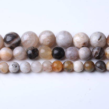 45PCS 8MM Natural Bamboo Leaf Agate Stone Beads Energy Healing Beads for DIY Jewelry Bracelet Necklace Making for Jewelry Making15Inch