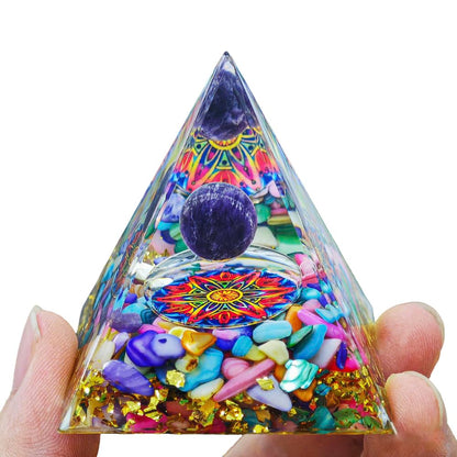 AierCrystal Natural Mineral Crystal Pyramid Energy Healing Meditation Aid Feng Shui Protection Home Decor Versatile Gift Option(2inch Pyramid Color Agate)