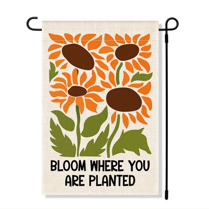 RZHV Bloom Where You are Planted Double-Sided Garden Flag for Outdoor House Yard Sign Garden Decor Parade, Inspirational Sunflower Outdoor Banner Decoration, Spring Summer Welcome Lawn Yard Sign