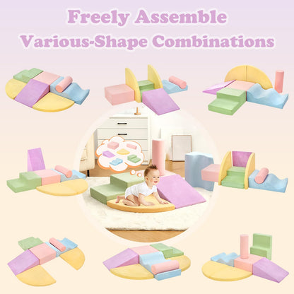 QUCHI Climbing Toys for Toddlers, Toddler Climbing Toys Indoor, 7-Piece Soft Foam Climbing Blocks Set, Toddler Playtime Corner Climber Indoor Foam Play Gym for Climbing Crawling and Sliding