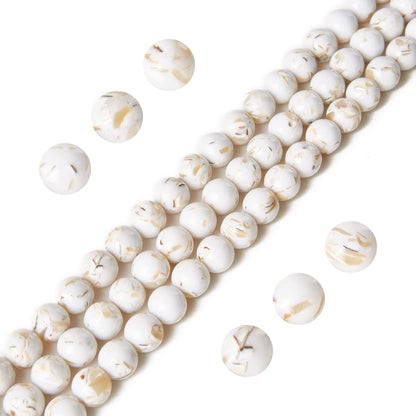 35pcs 10mm White Shell Turquoise Beads Natural Gemstone Beads Round Loose Beads for Jewelry Making