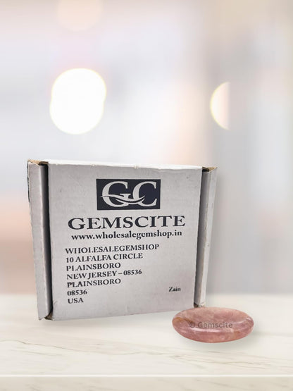 GEMSCITE Strawberry Quartz Thumb Worry Stones Metaphysical Gemstone Crystal Healing Reiki Men Women Gift FENG Shui Positive Energy Love Wellness Palm Stones Wicca Powerful