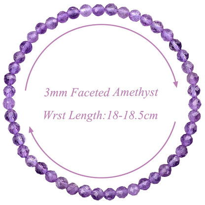 MASSIVE BEADS Natural Genuine Gemstone Beads Healing Crystal Chakra Reiki Jewelry Faceted Round Beads Bracelets (Amethyst, 3mm)