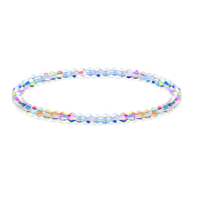 HANGINTHERE Stretch Adjustable Crystal Beaded Bracelet for Women, 7 in, 4mm Beads, with Velvet Pouch