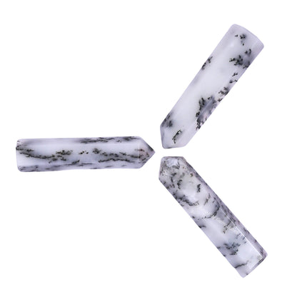 Amazing Gemstone Dendrite Opal Crystal Points Bulk Healing Crystals - Pack of 3 Single Terminated Healing Wand Point Bulk Crystals for Crafts, Crystal Grid, DIY Work - - Beginners Gift