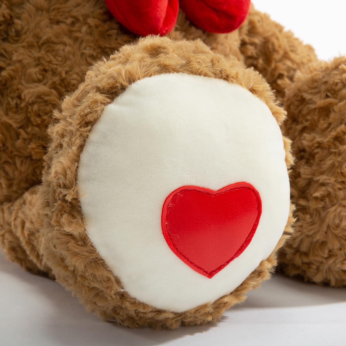 BEJOY Teddy Bear Stuffed Animal Plush Bear with Red Bow and Hearts Holiday Toy Gift 24 inches Brown