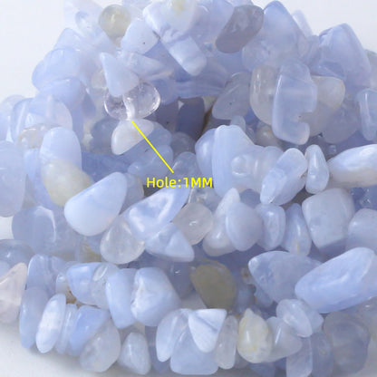 31 inches Chip Stone Loose Gemstones Beads Drilled Strand for Jewelry Making (Blue Lace)