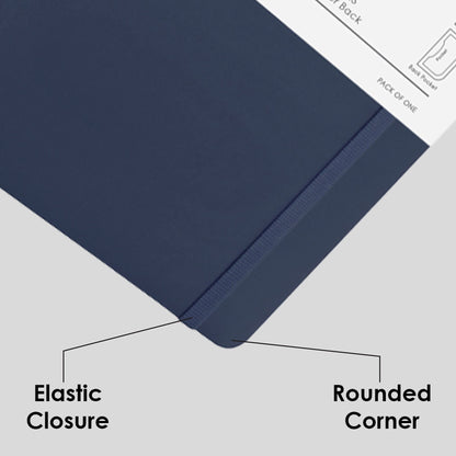 myPAPERCLIP Executive Series Medium Plain Notebook | 192 Pages, 80 GSM, Soft Cover, Medium Size (5 x 8.25 in) | Flat Lay | Bookmark, Elastic Closure & Back Pocket | Blue