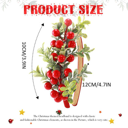 GORTIN Christmas Headbands Xmas Flower Headband Red Berries Hair Hoop Snow Christmas Wreath Hair Band Holiday Party Costume Hair Accessory for Women