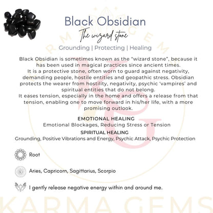 Karma Gems 1lb Obsidian Tumbled Stones - Polished Stones for Positive Energy - Crystal Kit for Fresh Mind & Restful Sleep - Healing Stone for Chakra Balancing - Ideal for Gift & Home Decor (15-25 Mm)