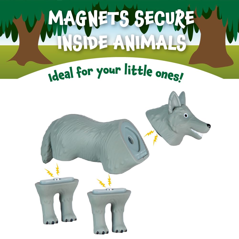 Popular Playthings Magnetic Animals for Toddlers 1-3, Mini Mix or Match Animal Toys, Set of 7 Gift for Kids - Forest Animals with Pop-up Playmat