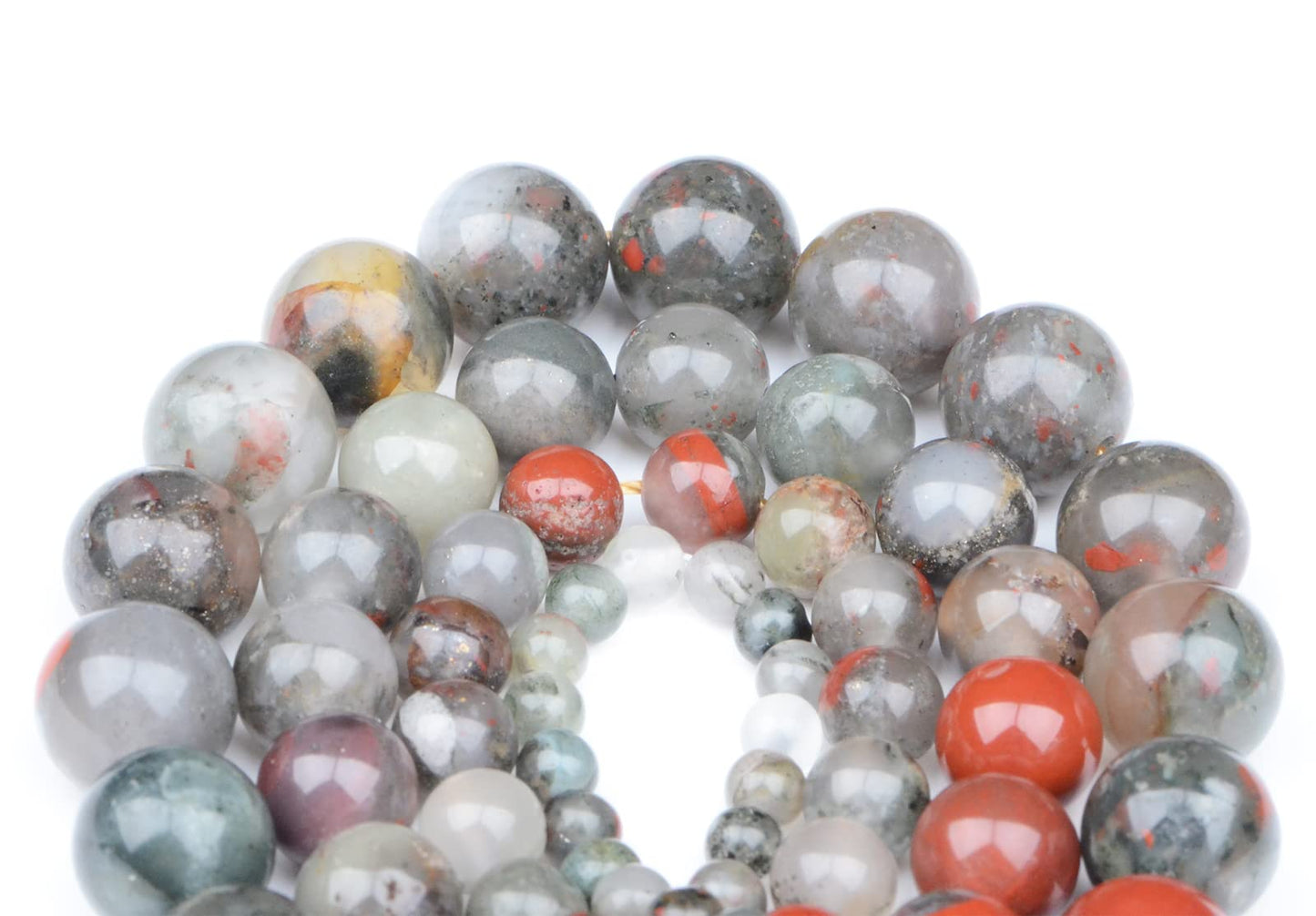 Bymitel 90 pcs Natural Genuine Real Round Loose Stone Beads Gemstone Spacers for Charm DIY Jewelry Making 15.5" per Strand 4mm (Bloodstone, 4mm)