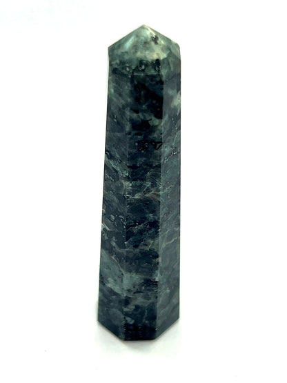 WholesaleGemShop 3 Inch Gemstones LARVIKITE Obelisk Tower Jumbo Facet Aura Rock Crystal Natural Polished Earth Wand Spirit