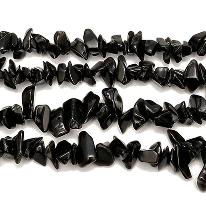 PLTbeads Gemstone Chips Natural Black Obsidian 3-5mm Healing Crystals Waist Bracelets Necklace Kit Irregular Stone DIY Crafts Design Jewelry Making Approxi 32 inch
