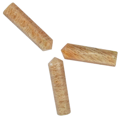 Amazing Gemstone Cream Moonstone Crystal Points Bulk Healing Crystals - Pack of 3 Single Terminated Healing Wand Point Bulk Crystals for Crafts, Crystal Grid, DIY Work - - Beginners Gift
