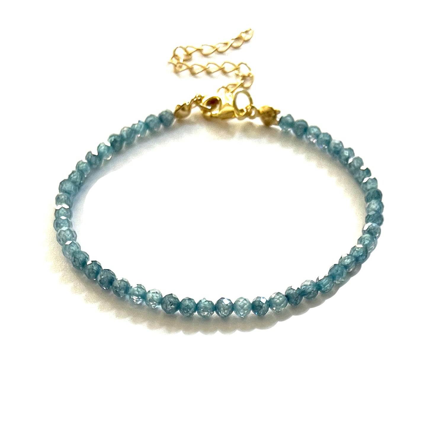Dark Blue Beaded Bracelets for Women Gem Beaded 14k Gold Plated Bracelet Dainty Valentines Mother Gifts Inspirational Ocean Jewelry, Deep Sea Blue