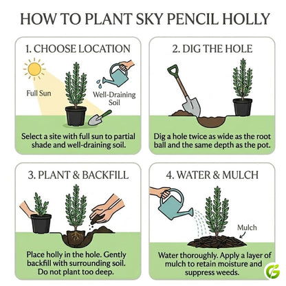 Sky Pencil Holly Live Plant,4 Inch Pot, 12-18 Inch Tall, Holly Bush Ready to Plant for Outdoor Garden and Landscape