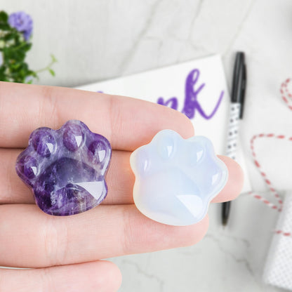 Cat Amethyst Crystals and Healing Stones, Natural Stone for Anxiety Relief, Emotional Balance & Positive Energy, Worry Stones for Stress Relief, Unique Gift for Crystal Cat Lovers Women Men (Amethyst)