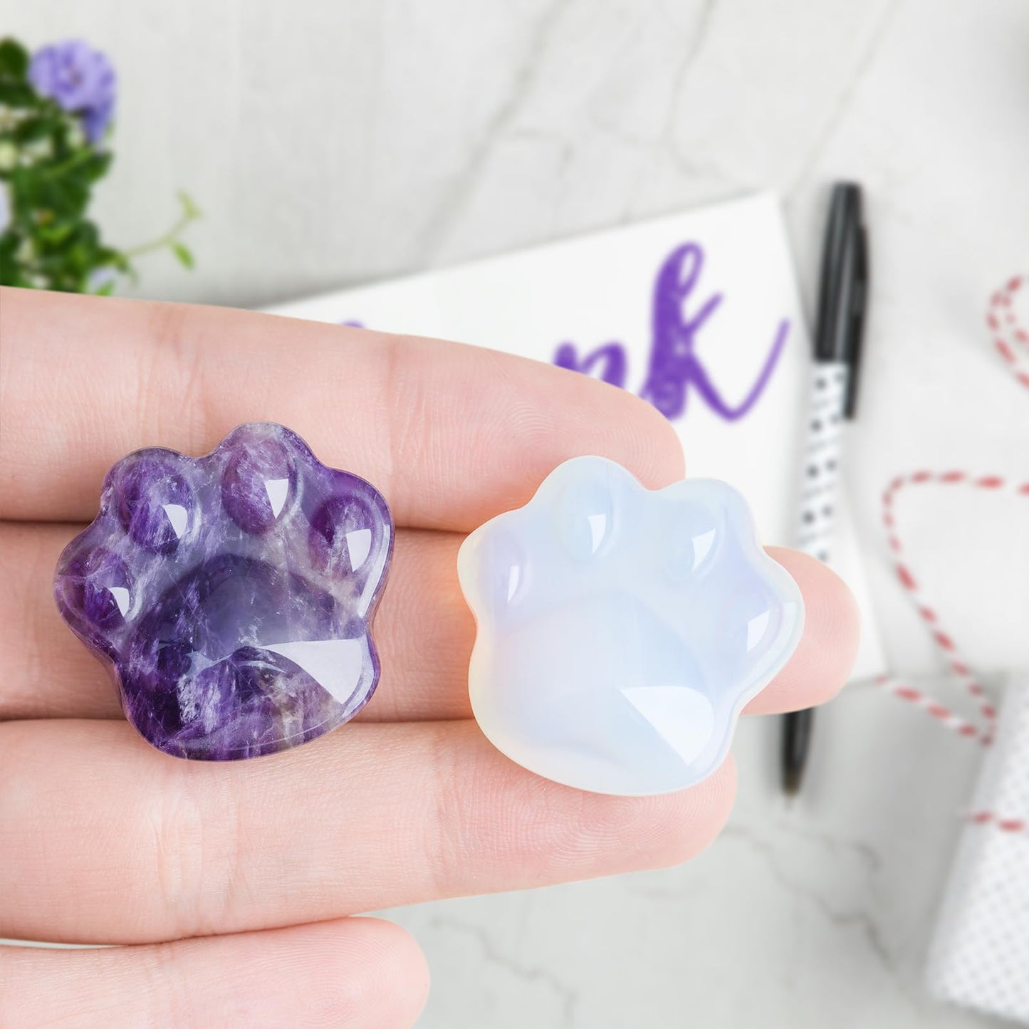 Cat Crystals Healing Stones, Rose Quartz Natural Worry Stone for Anxiety Stress Relief, Crystal Gifts for Cat Lover Women Men, Unique Gift for Meditation Energy Balance Crystal Decor (Rose Quartz)