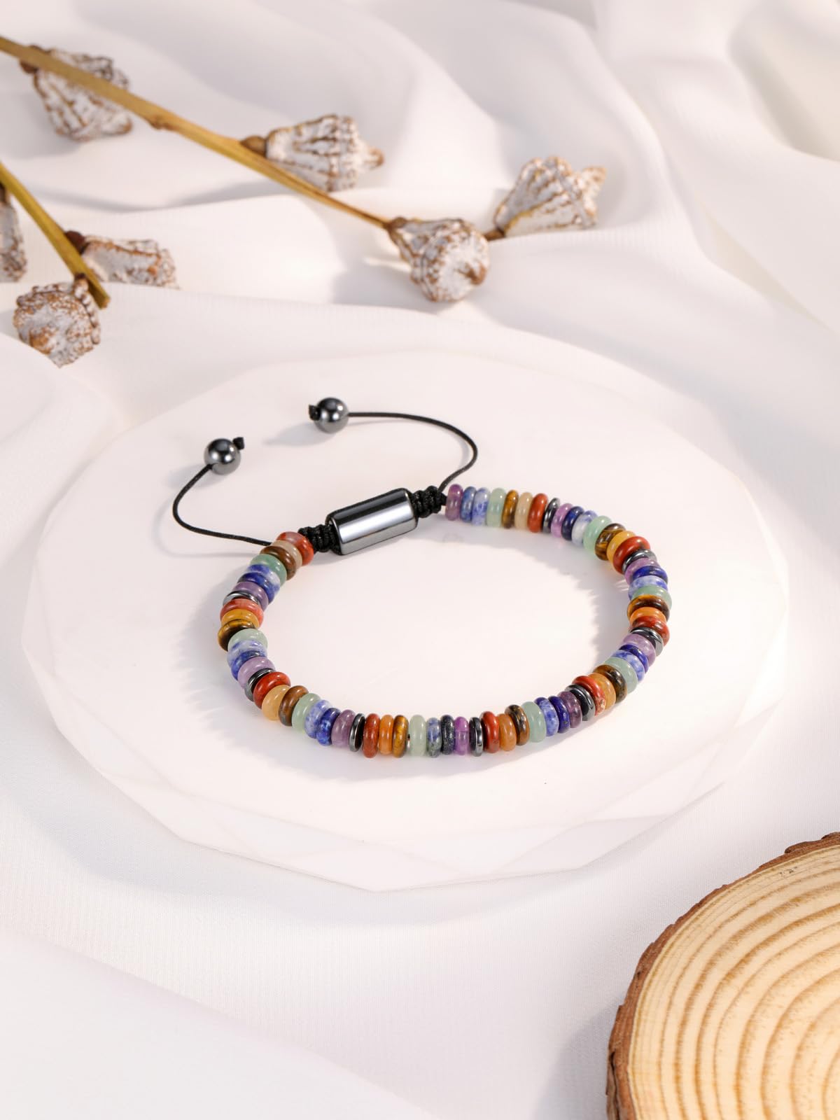 Jovivi Chakra Bracelets for Women Adjustable 7 Chakra Healing Crystals Beaded Bracelet Natural Stone Beads Bracelet for Men Women Anxiety Relief