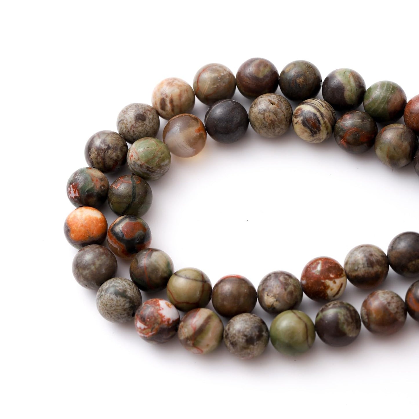 8mm 45pcs DIY Natural Flower Agate Stone Beads Round Healing Crystal Gemstone Loose Beads for Jewelry Making Handmade Bracelet Necklace