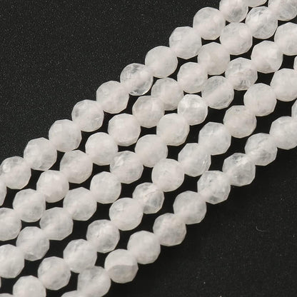 Song Xi 120pcs 3mm Natural White Moonstone Gemstone Beads Faceted Round Loose Stone Beads for Jewelry Making (1 Strand)