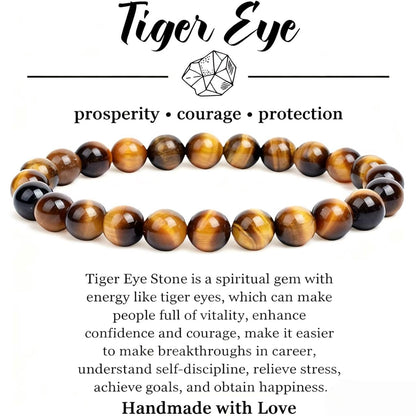 3A Pure Natural Tiger Eye Stone Bracelet - Good Luck, Attract Wealth, Enhance Affection, Exquisite Design