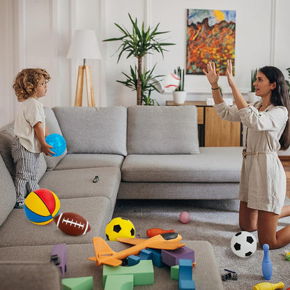 Balls for Toddlers 1-3,Toddler Sports Toys,Set of 7 Kids Ball Soft Foam Baby Sports Balls- Soccer Ball Basketball Baseball Rugby Bounce Ball Playground Indoor Outdoor Toys Gifts,with Free Bump/Bag