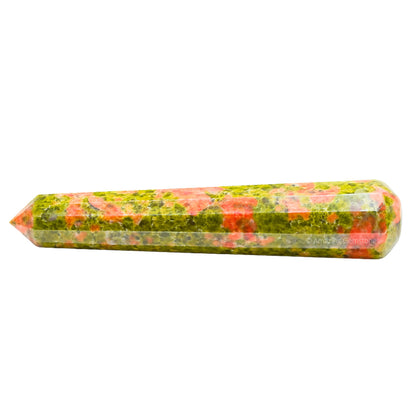 Amazing Gemstone Unakite Crystal Wand Massage Stick - Pelvic Wand Gua Sha for Adults - Crystals and Healing Stones Massage Wands for Adults Gifts (Pointed)