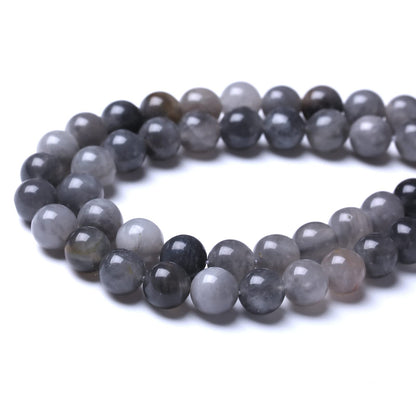 45PCS 8MM Natural Grey Crystal Beads Round Loose Stone Beads for Jewelry Making DIY Energy Stone Healing Power Bracelet 15"