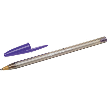 BIC Cristal Fun, Ballpoint Pens, Smudge-Proof Writing Pens and Wide Point (1.6 mm), Ideal for School, Purple Ink, Pack of 20