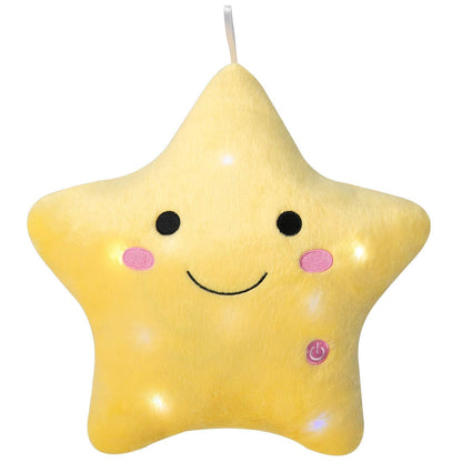 DearSun 13.8" Light Up Twinkle Star Pillow, LED Star Plush Pillow with Colorful Night Lights, Soft Glowing Stuffed Star Toy Cute Throw Pillow for Kids, Birthday Gift, Bedroom, Nursery(Yellow)