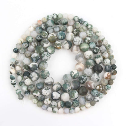 Song Xi Frosted Tree Agate Stone Beads 8mm Natural Stone Beads for Jewelry Making Gemstone Beads