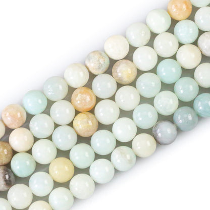 8mm Natural Gemstone Round Amazonite Loose Beads for Jewelry Making Bracelets Necklace Earrings Art Craft (45-48pcs/strand)