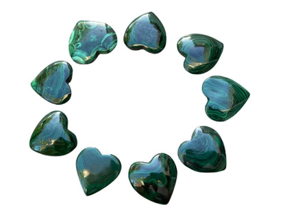 Malachite Gemstone Hearts, Polished Malachite Puffy Hearts, Malachite Crystal Palm Stone, Malachite Healing Crystal Hearts (1 Heart)