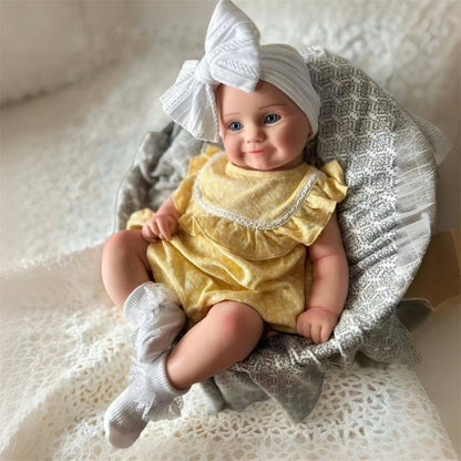 OCSDOLL 21 Inch 9 Lbs Maddie Girl Full Body Platinum Soft Silicone Reborn Doll - Realistic Lifelike Newborn Girl Doll Can Open Mouth Anatomically Correct Weighted Babies