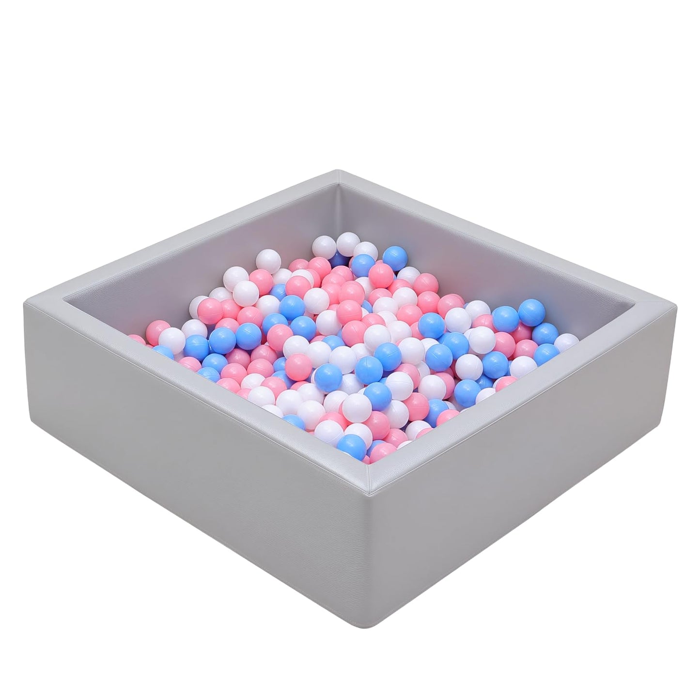 Leather Foam Ball Pit for Toddlers: Waterproof Baby Ball Pit with Soft Memory Foam - Large Soft-Play Set for Baby Playpen Indoor Outdoor Games - Ideal Gifts Toys for Boys Girls (Rectangle)